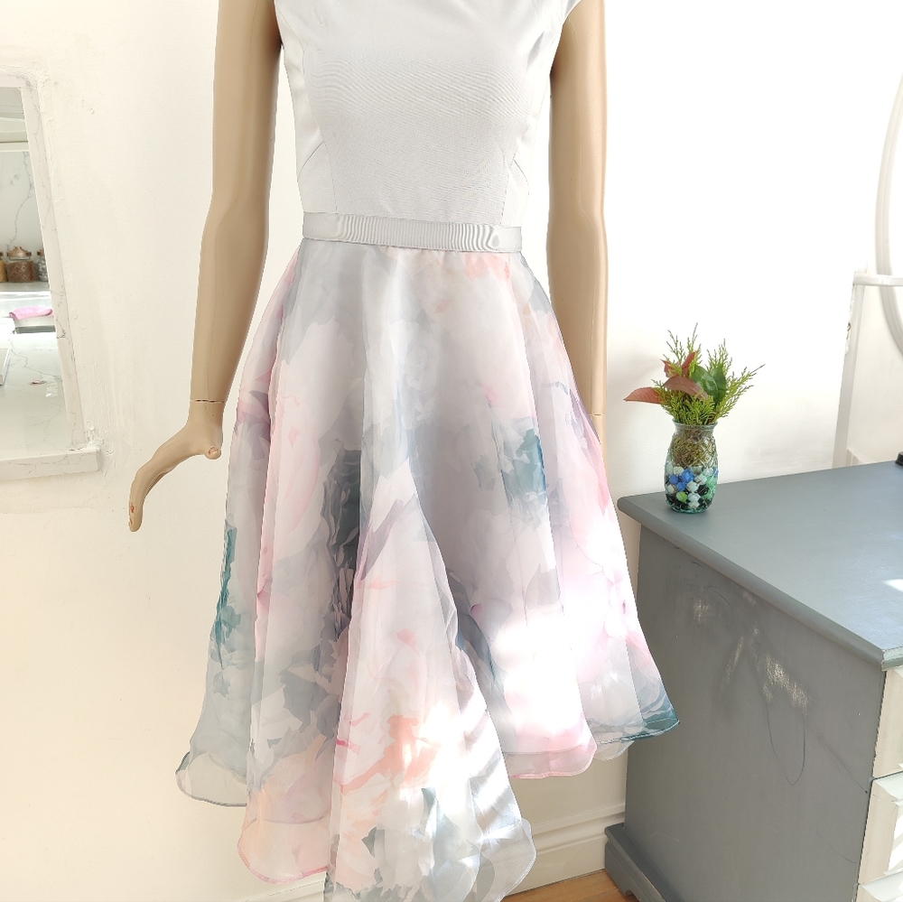 Coast Multi Vinca Printed Overlay Midi Dress Size 6 Wedding £169 - Picture 7 of 16